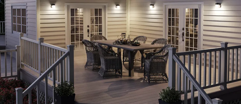 Large deck with outdoor dining set