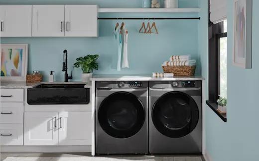 A sink and a washer dryer