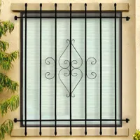 A window with security bars; orange window icon
