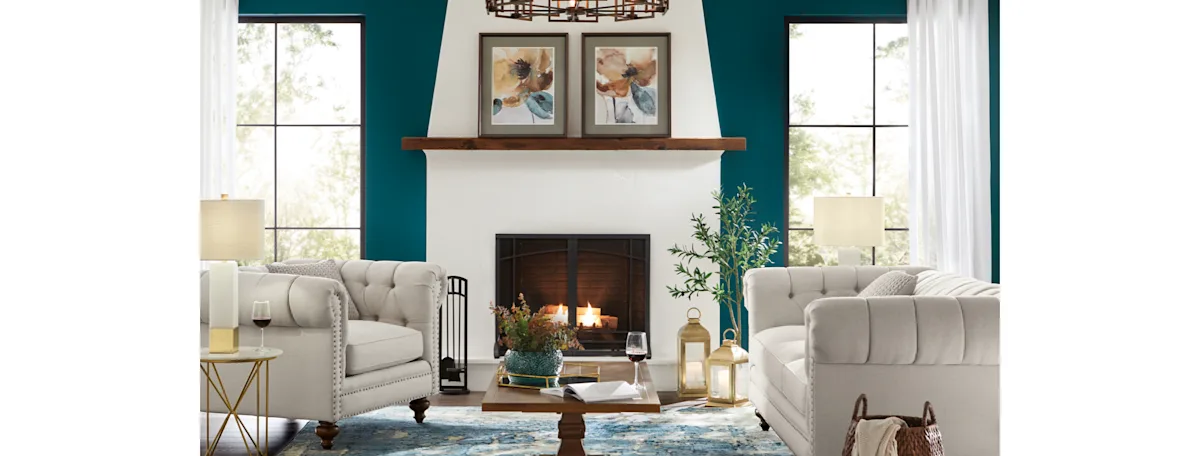 A southwestern fireplace with an oak mantel