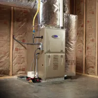 HVAC Carrier furnace; orange wrench icon