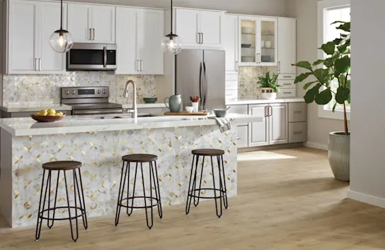 Modern kitchen with laminate flooring
