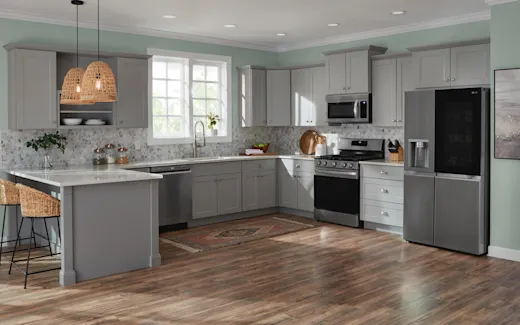 An updated kitchen with new appliances