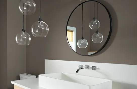 Warm gray semi-gloss painted modern bathroom