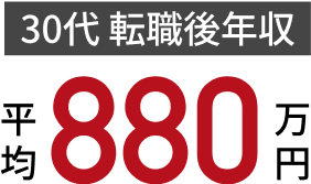 30代 転職後年収平均880万円