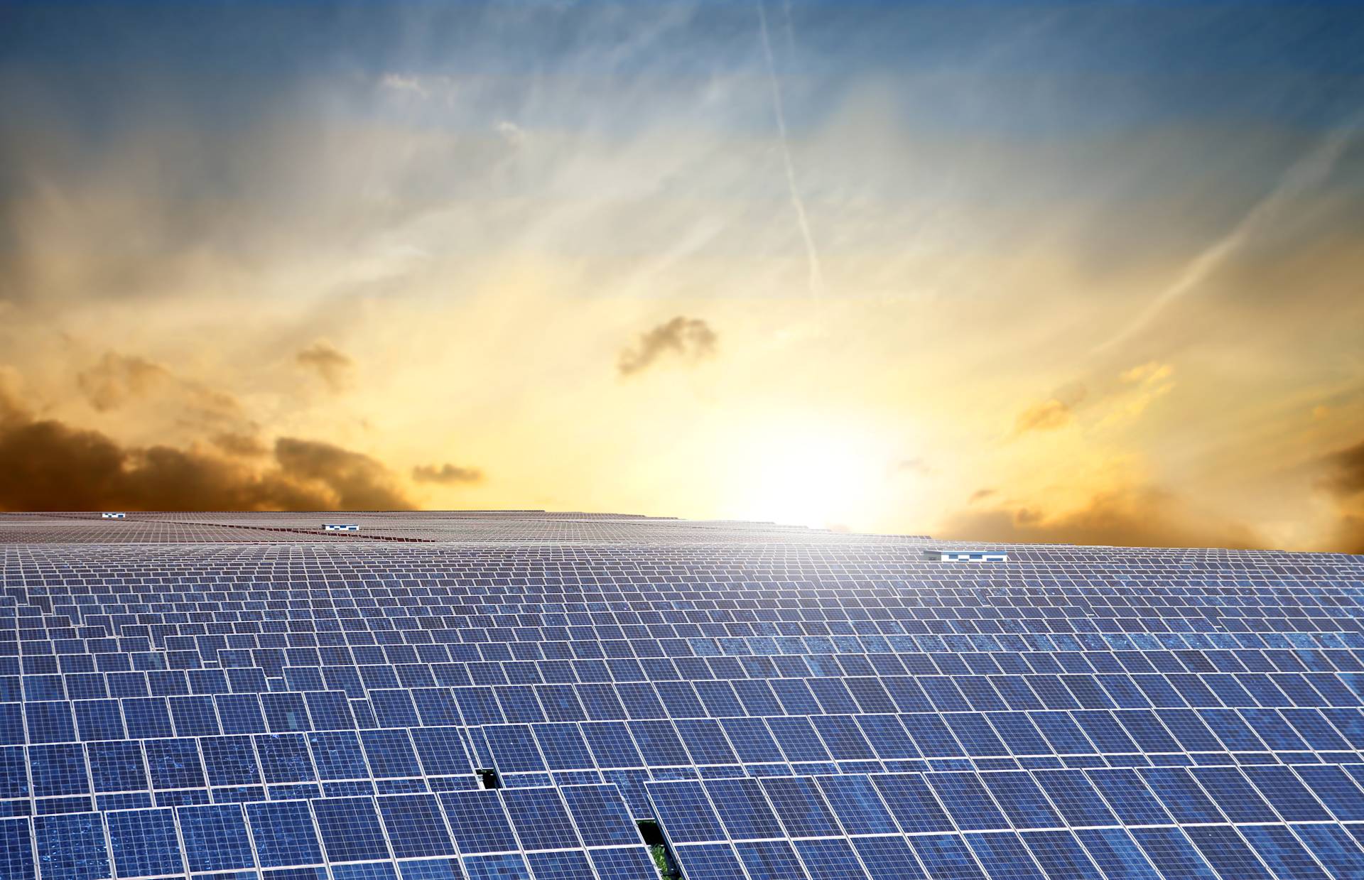 Solar panels sunset
