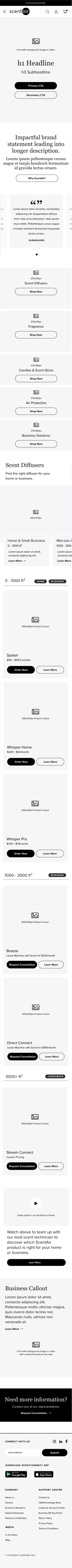 ScentAir Homepage Wireframe
