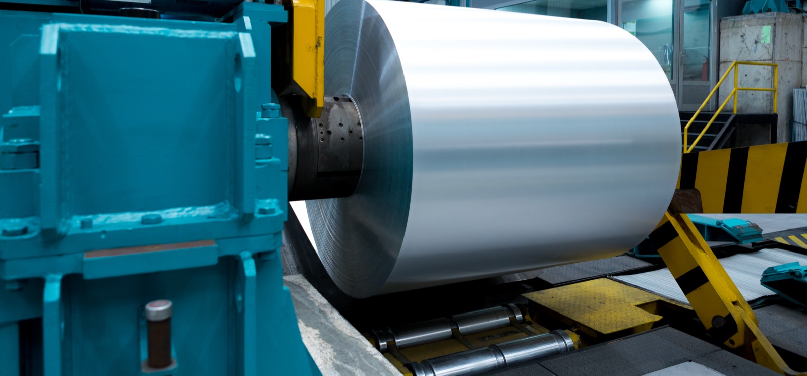 Rolled aluminium coil leaving the line at one of the company's two production facilities