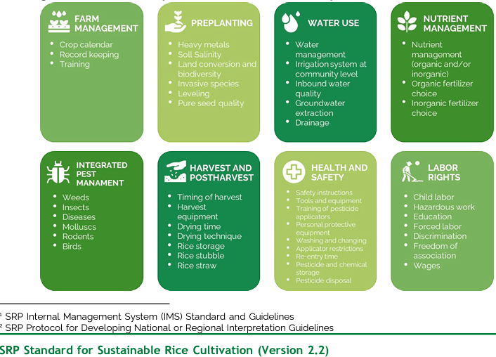 Themes and Requirements in the SRP Standard for Sustainable Rice Cultivation