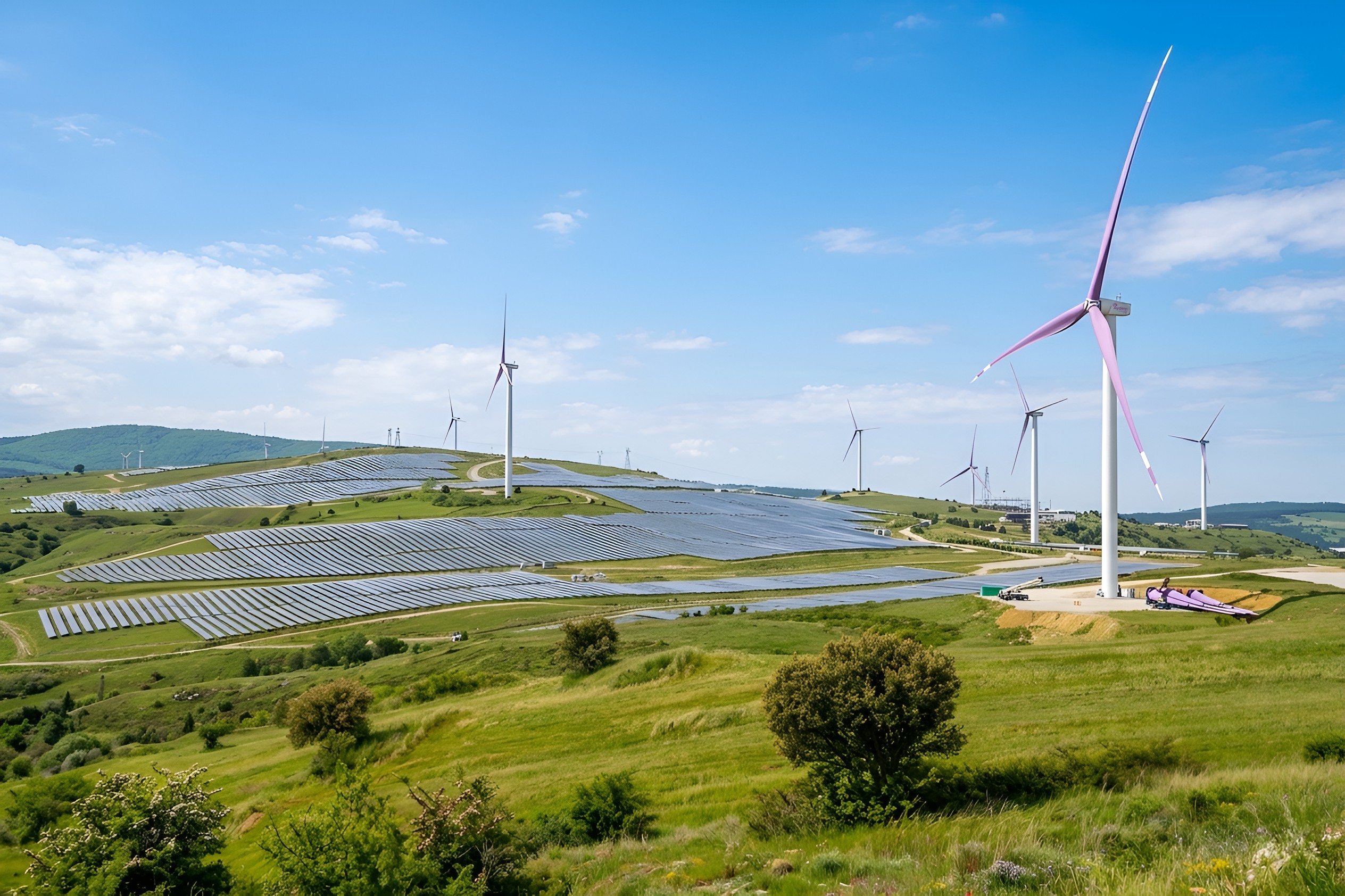 The Usak site, where wind turbines operate alongside the solar plant within the same footprint