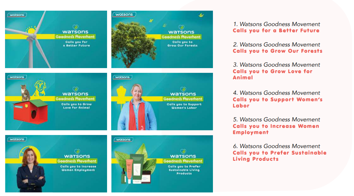 The six campaign strands of the Watsons Goodness Movement