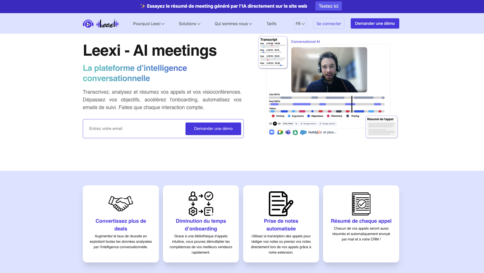 leexi homepage presentation