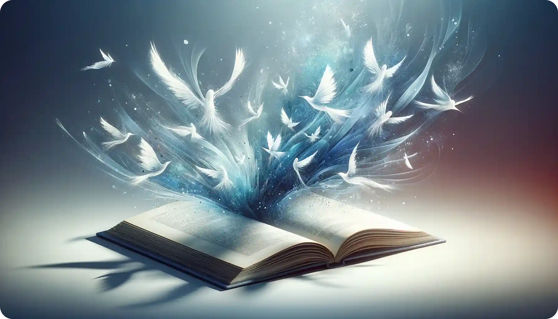 An abstract birds & book picture which resembles ease of read