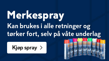 Merkespray som kan brukes i alle retninger. Kan brukes i kuldegrader. Tørker fort, selv på våte underlag. Mer fargepigmenter gir kraftigere farger.