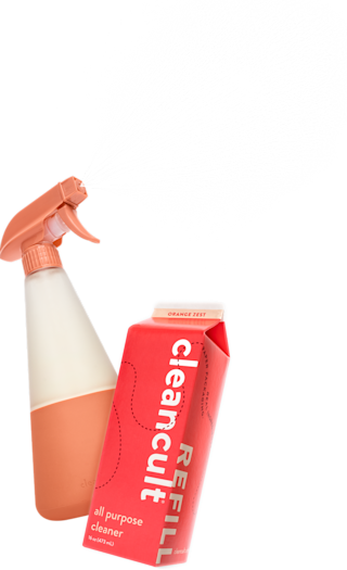 Graphic of a spray bottle and refills