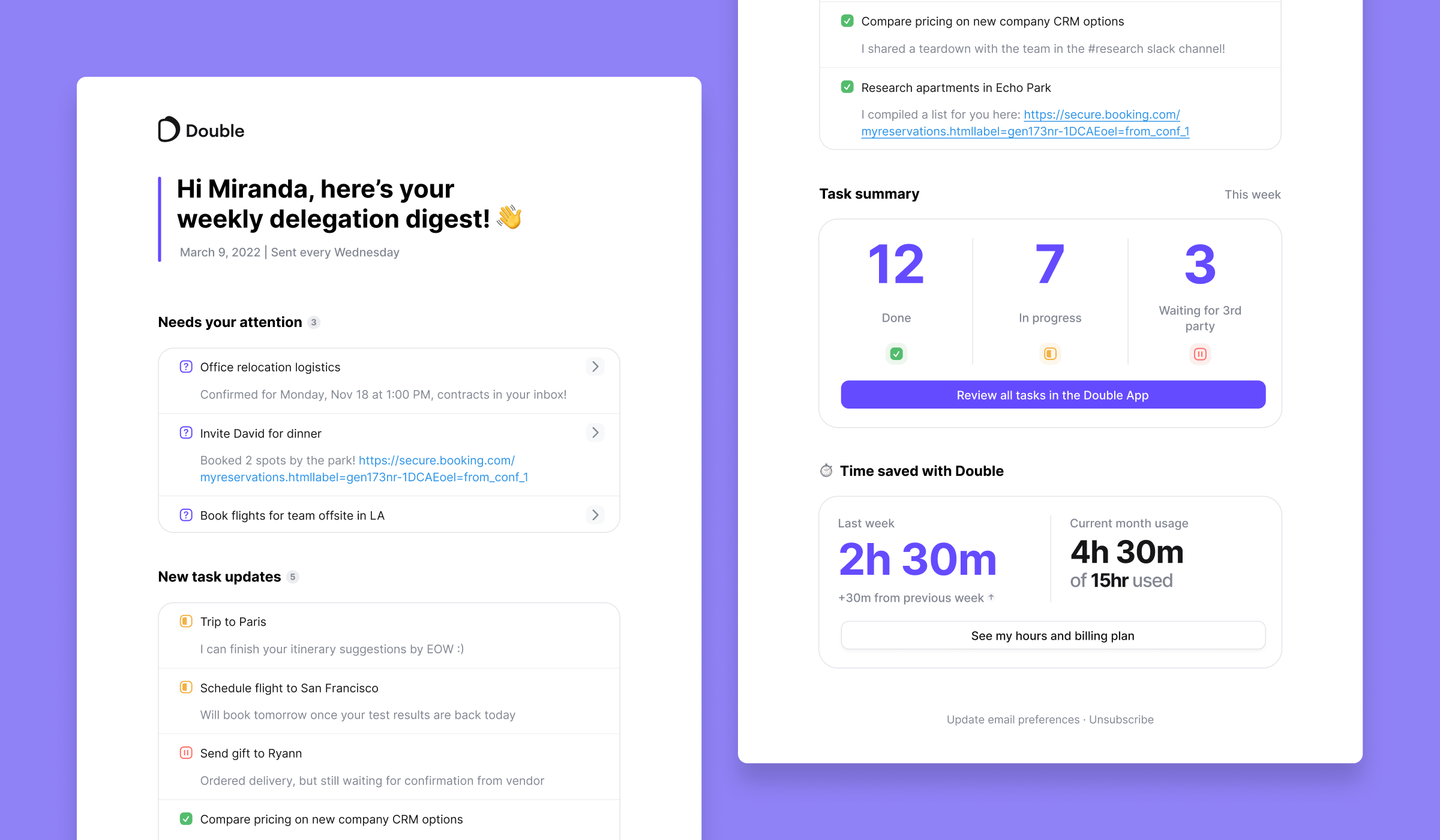 Blog - New: Task updates, straight to your inbox - Double