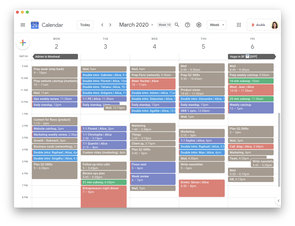 Alice's Google Calendar