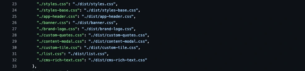 Each component exposes its own stylesheet, allowing consuming applications to load only what is necessary.