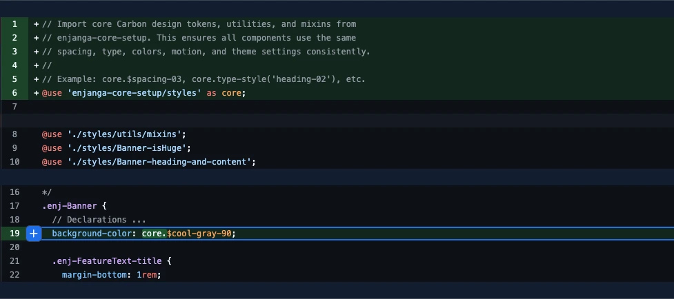 Initial implementation imported full Carbon stylesheets even when only a small subset of tokens or utilities was needed.
