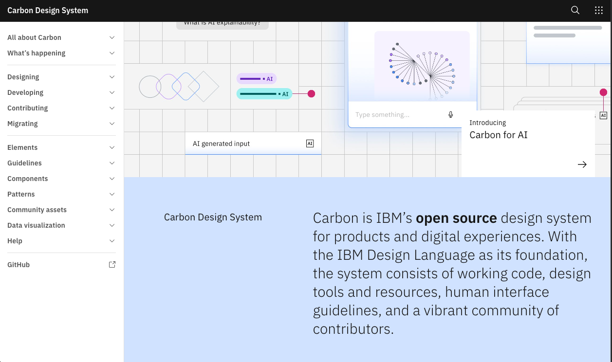 Carbon Design System Landind Page