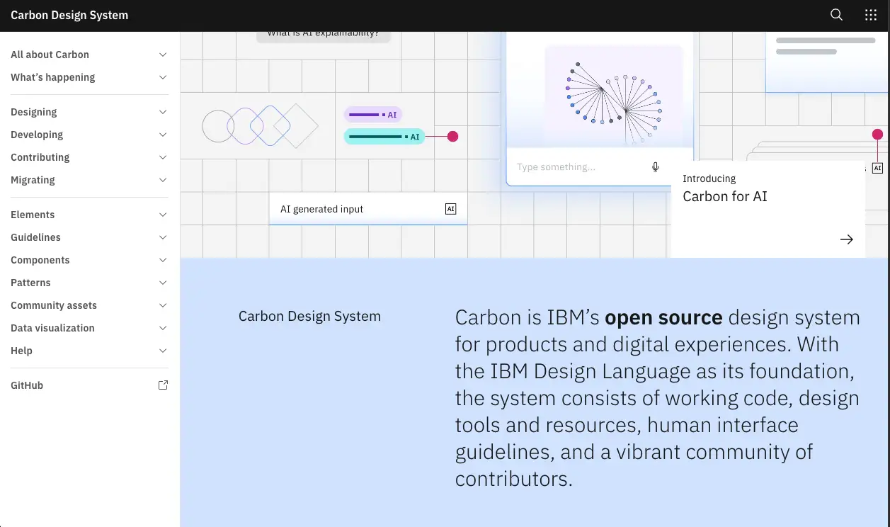 Carbon Design System Landind Page
