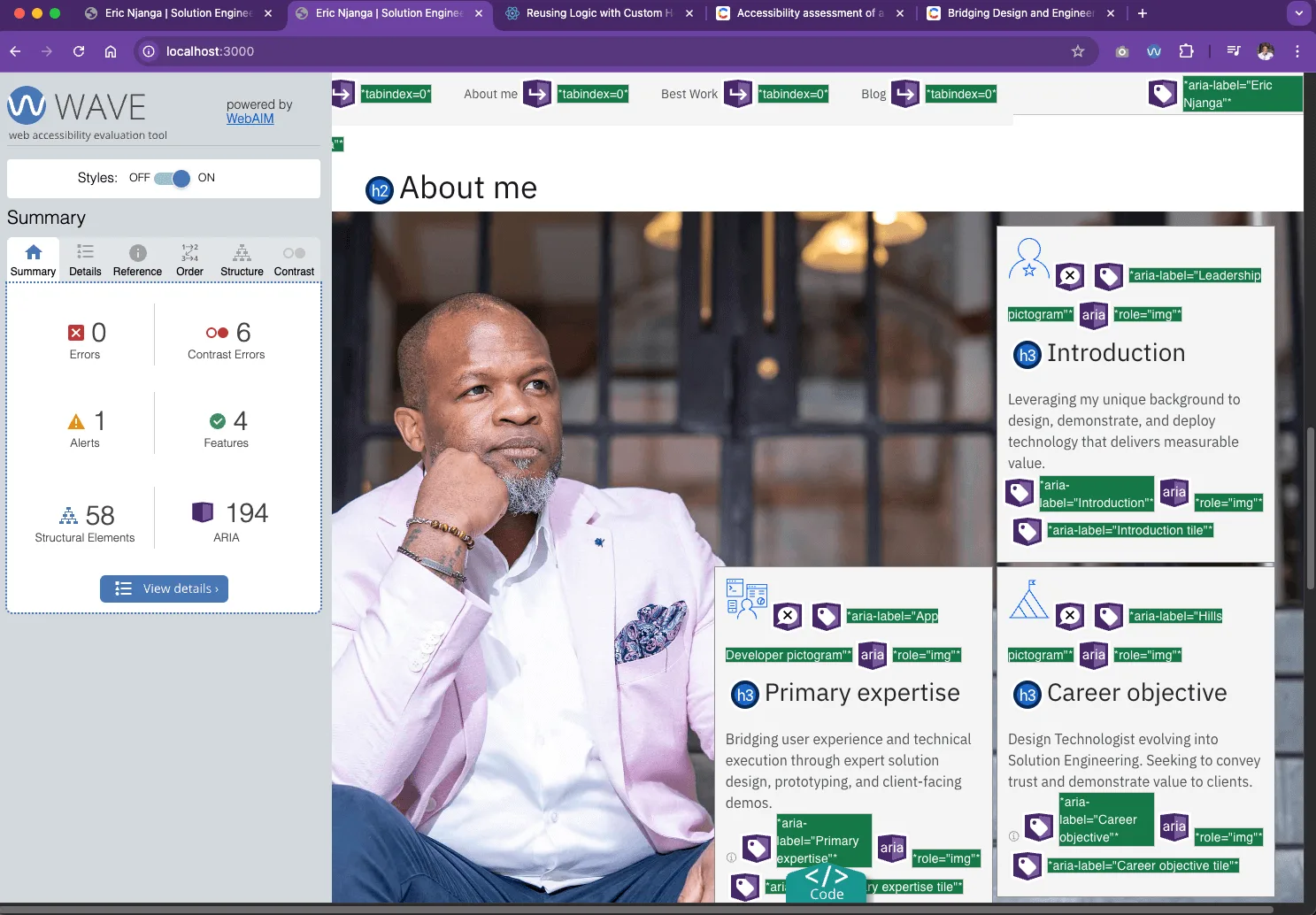 Figure 5: Screenshot of Storybook's a11y addon displaying accessibility validation results.