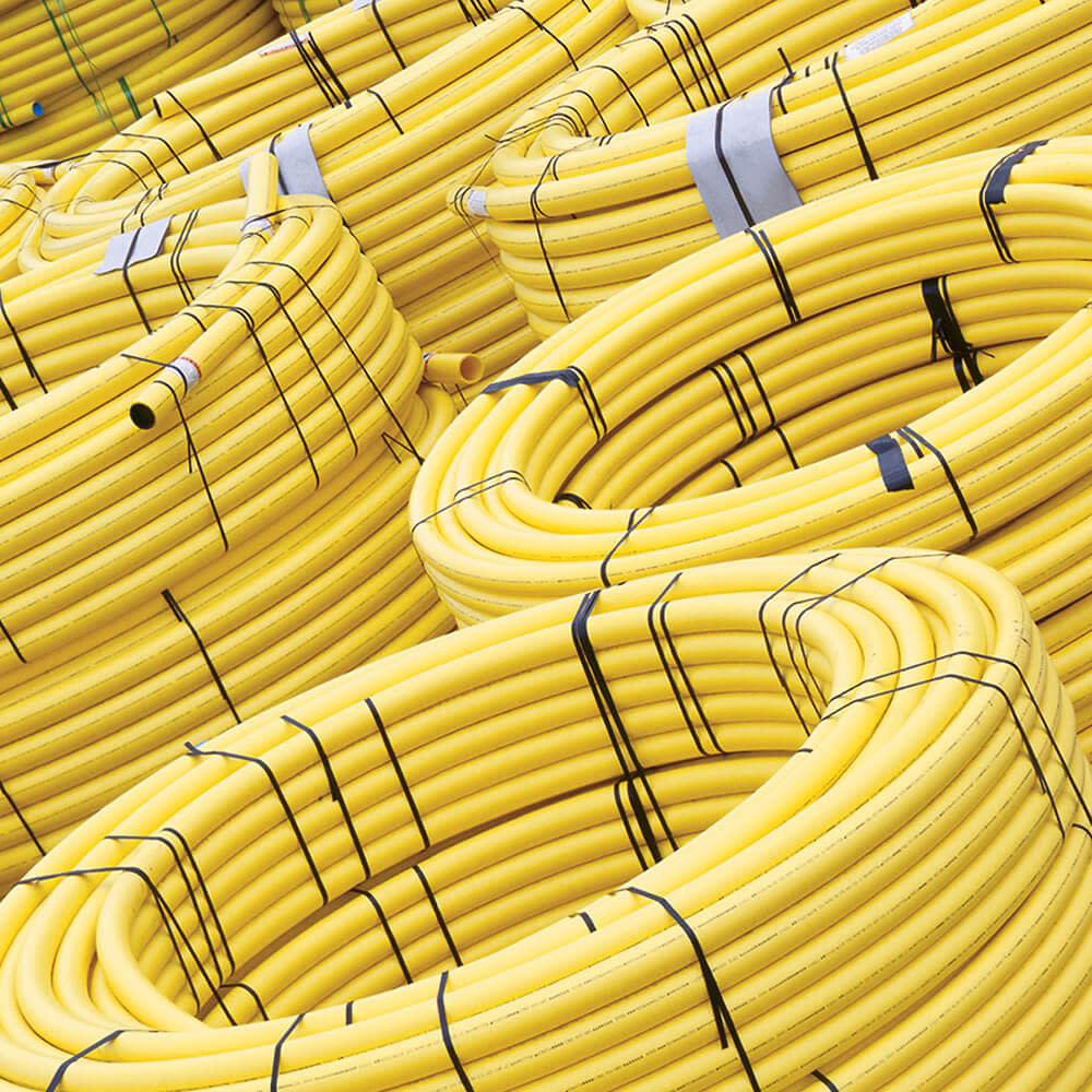 yellow gas pipe in rolls