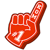 Red foam finger icon with KOM #1 on it.