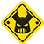 Contender helmet with horns on a yellow, diamond-shaped sign.