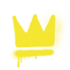 Yellow spray-painting of a crown. 