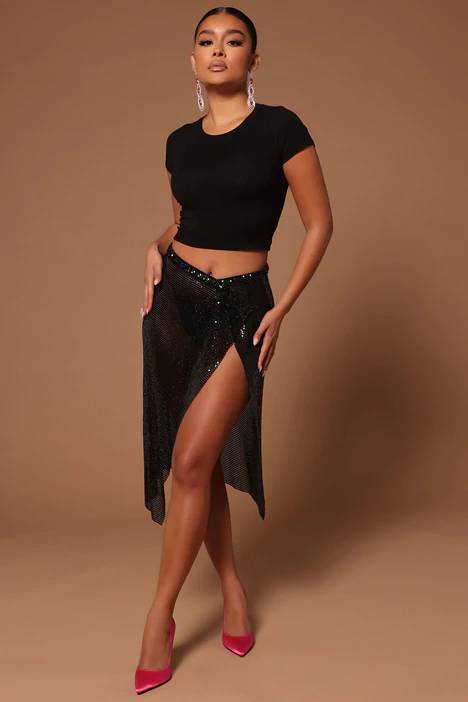 Kami Chainmail Midi Skirt - Black