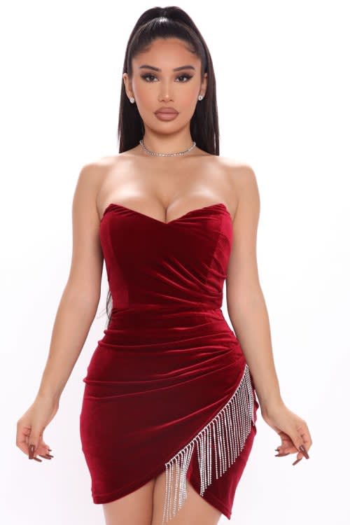 Rhinestone Rush Velvet Mini Dress