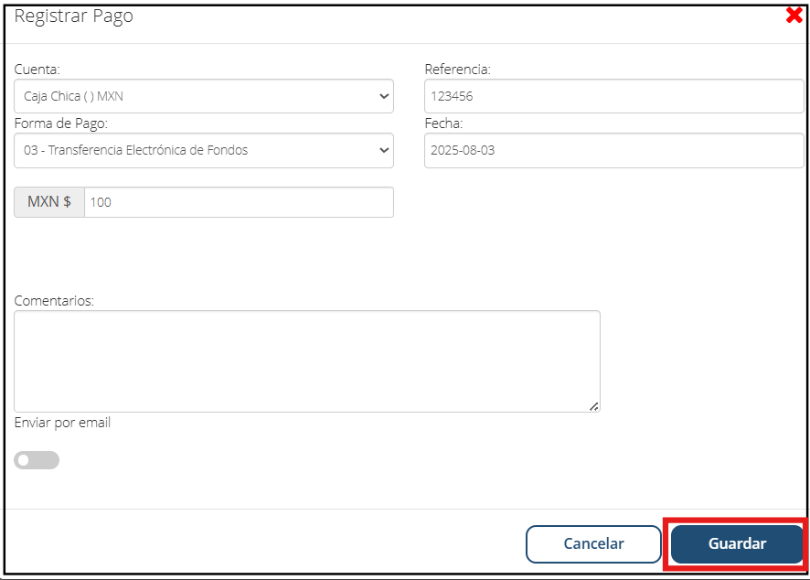 Register payment