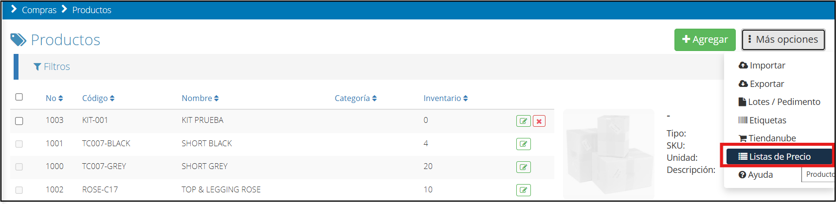 Price lists