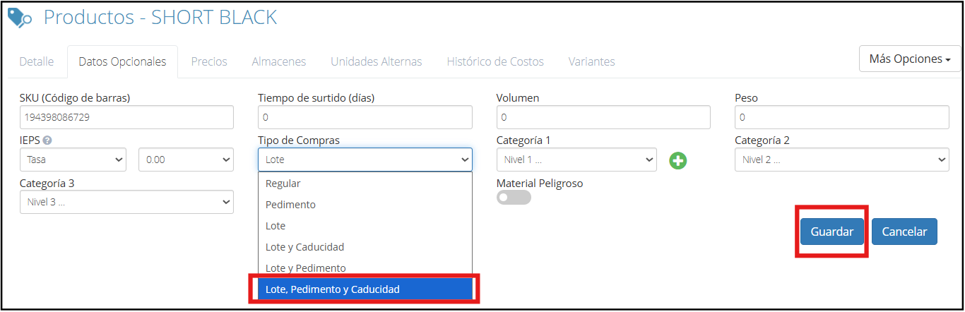 Lote, pedimento y caducidad 