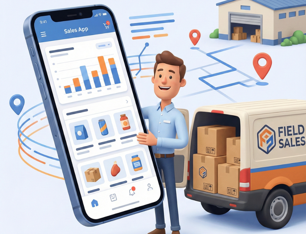Connection between Mobile POS and ERP for field sales.