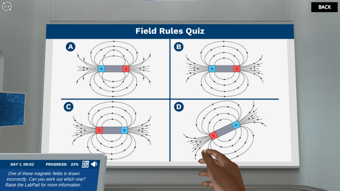 Preview of Magnetic field rules quiz simulation.