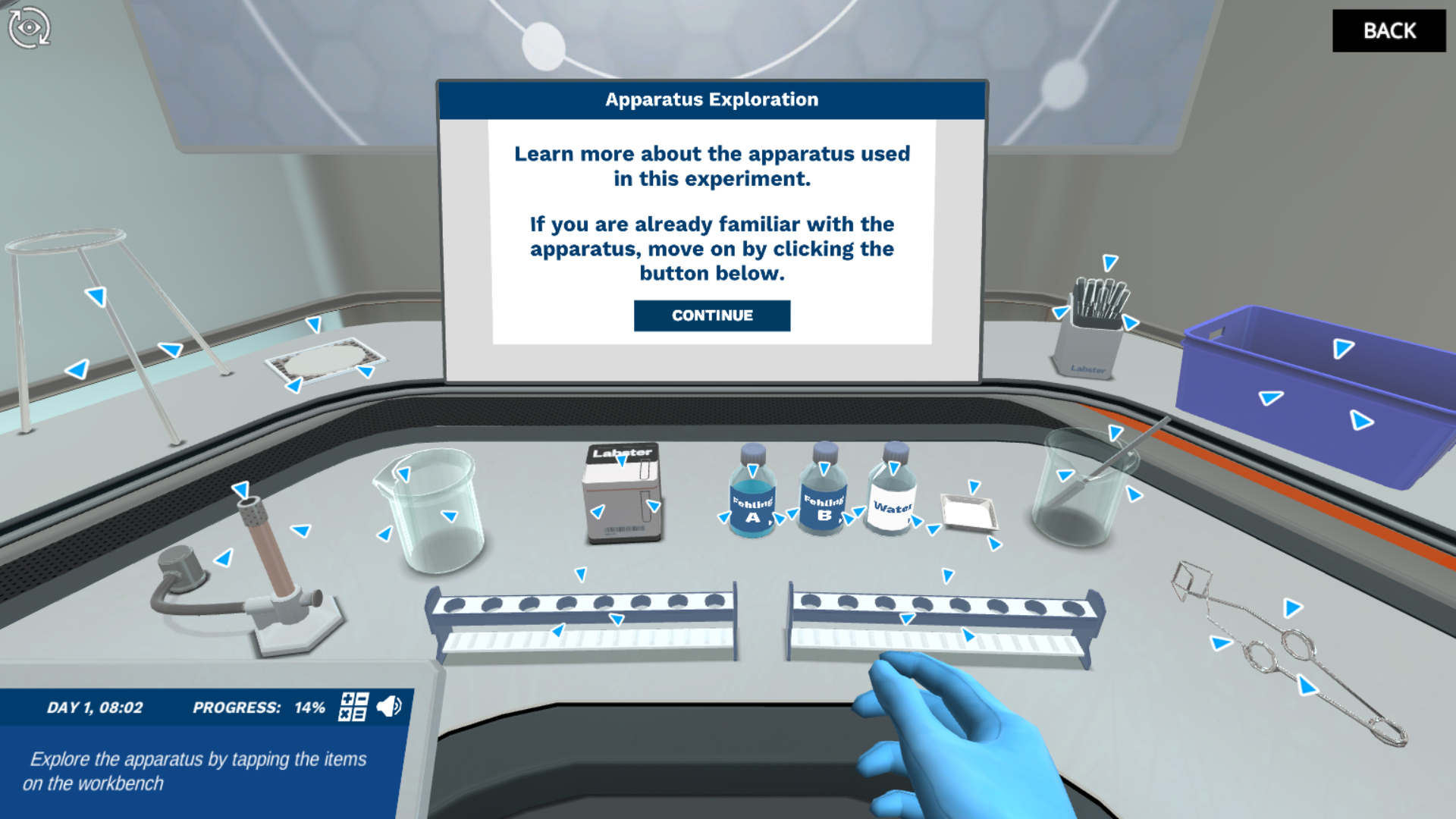 Find out more about the apparatus by tapping as many items as you like to hear more information.