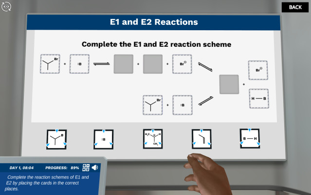 Preview of Elimination reaction card game simulation.