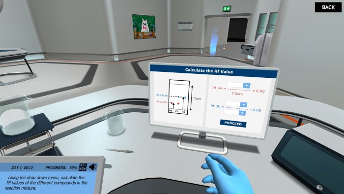 Thin Layer Chromatography: Separate a mixture and monitor the progress of a reaction (Screenshot4) simulation screenshot. Discover the power of virtual labs.