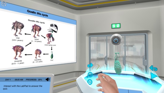 POG Goslin life cycle simulation screenshot. Discover the power of virtual labs.