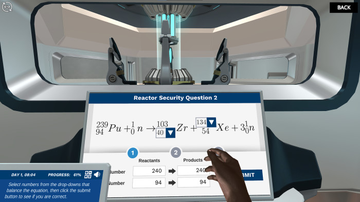 Preview of Answer security questions to activate the reactor simulation.