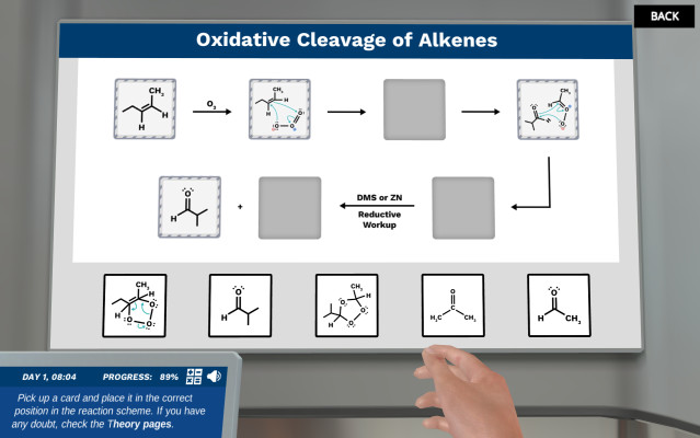 Preview of Card game on oxidation of alkenes simulation.