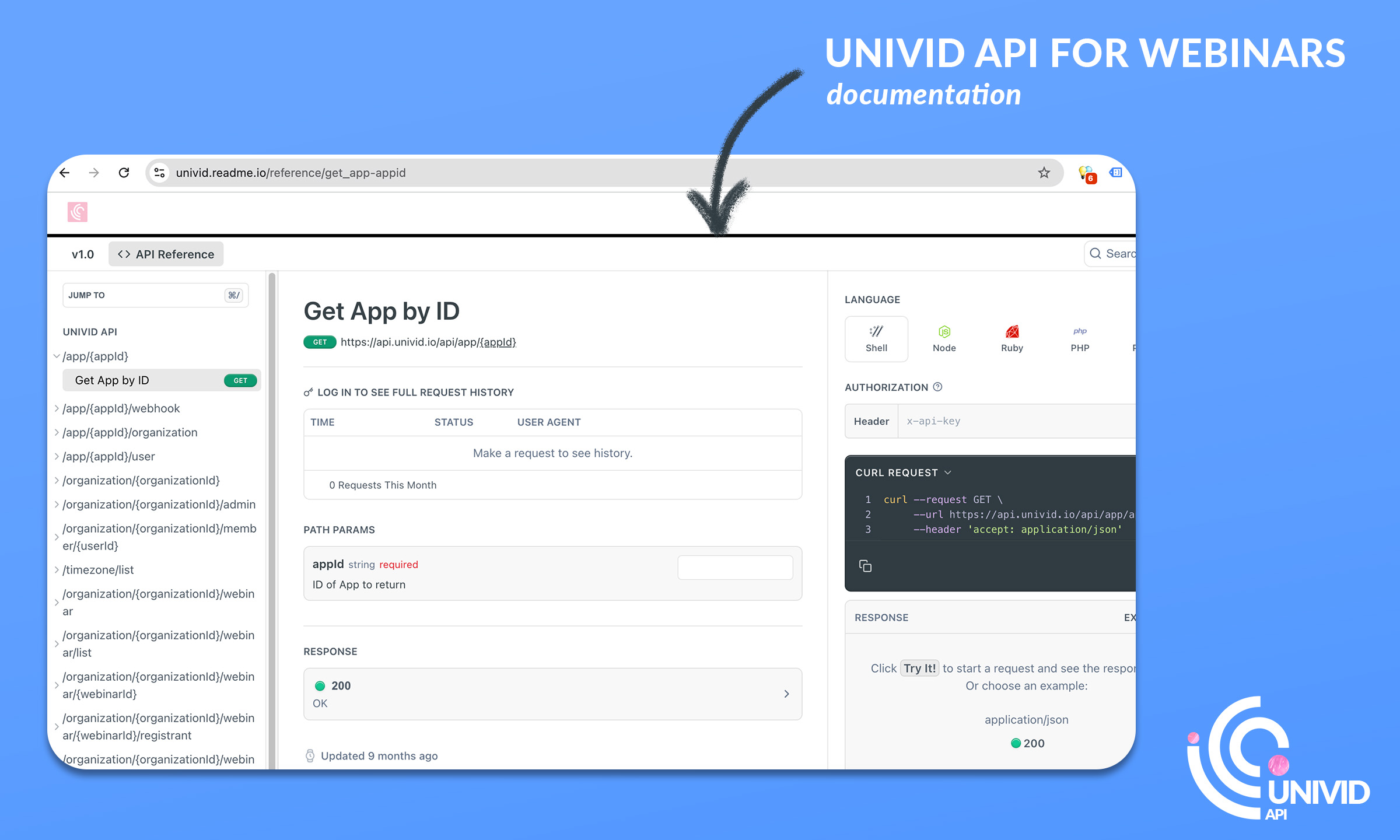 Univid API for webinars - Documentation for developers