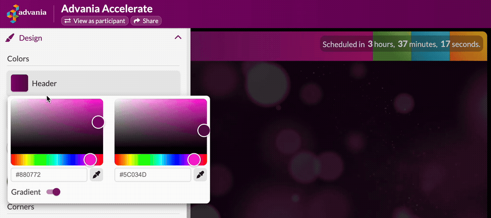 Ändra webinarfärg på header