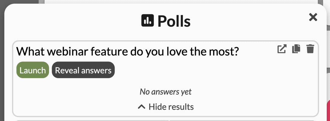 Launch a webinar poll live (in Univid:s webinar platform)