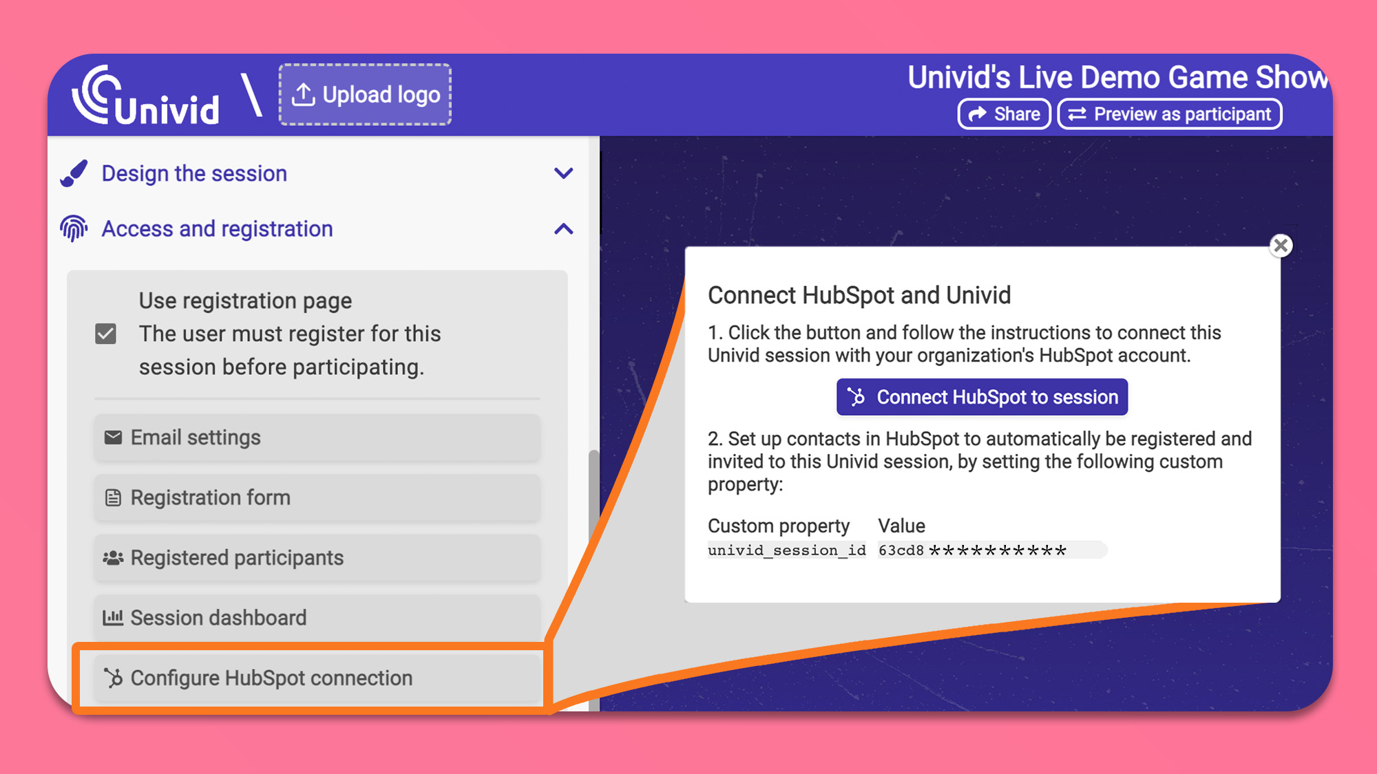 univid-live-webinar-connect-to-hubspot