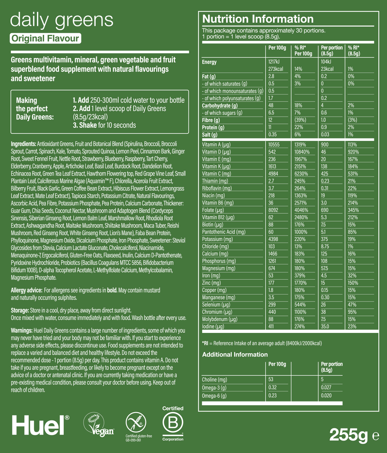 Is Huel Healthy? Huel Daily Greens Nutrition Huel