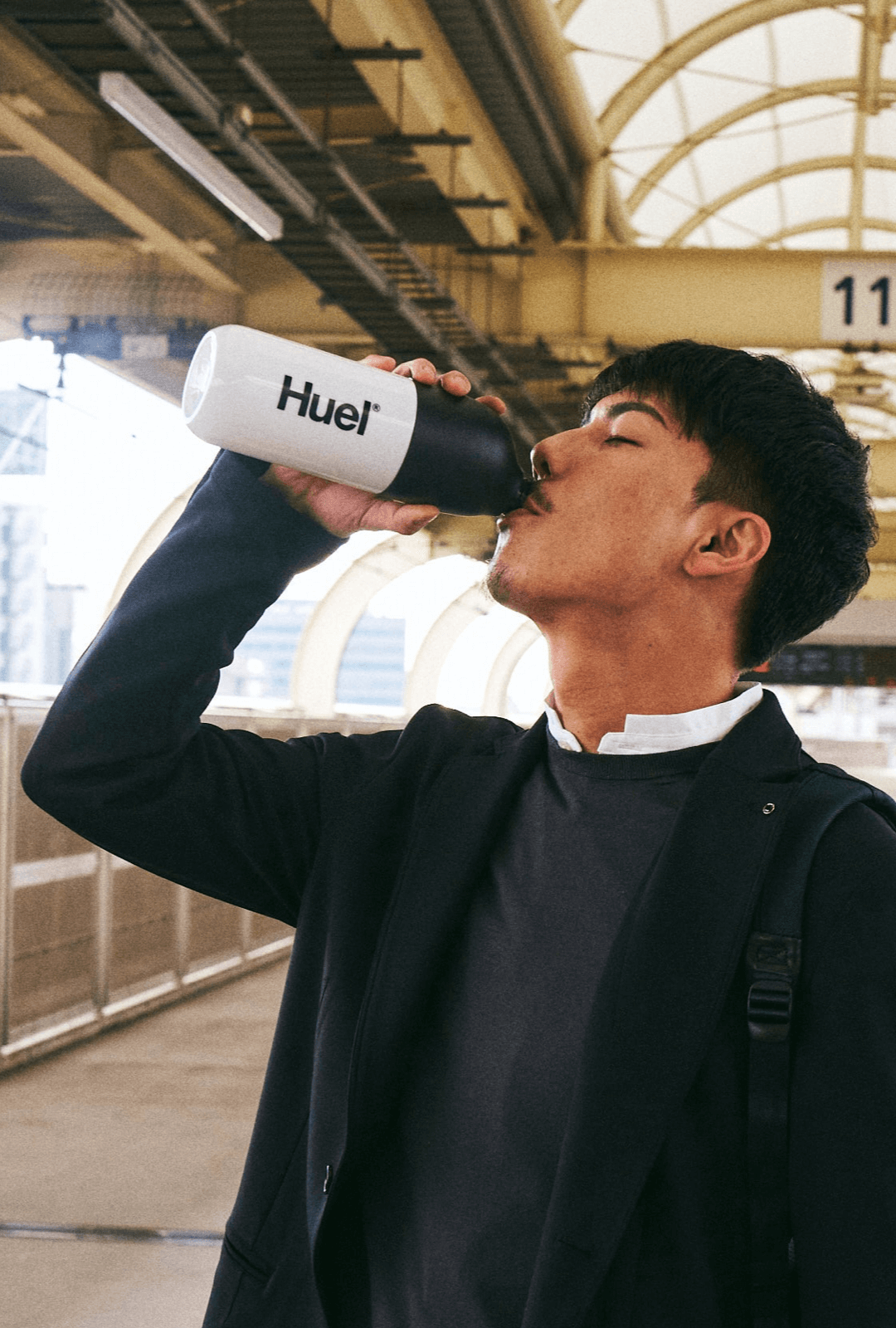 Japanese-Man-Drinking-Huel-