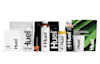 Selection of Huel products, from instant vegan meals to powdered meal replacement shakes and high protein ready-to-drink bottles.